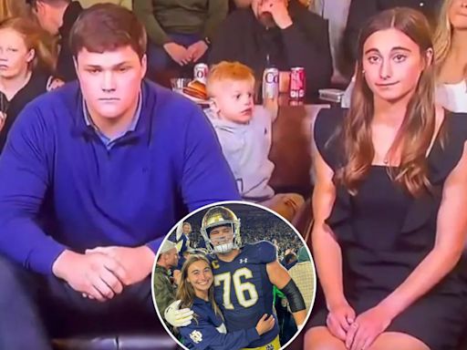 Joe Alt, girlfriend Emilie Meyer have awkward reaction to Chargers drafting him