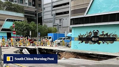Busy Hong Kong road closed for a week as subsidence leaves huge pothole