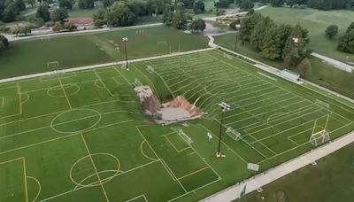 Sinkhole at Alton soccer field continues to grow