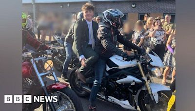 Dozens of motorbikes take teenager to school prom