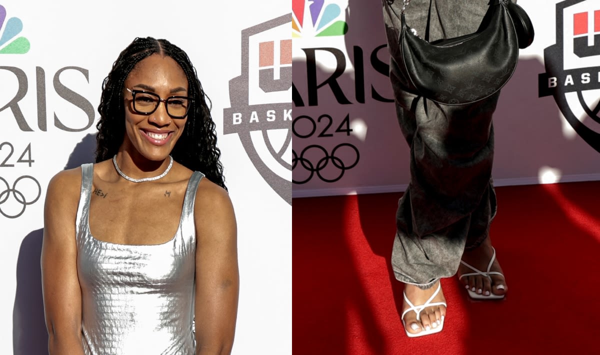 A’ja Wilson Flatters Her Feet in White Strappy Sandals at Team USA Basketball Event During the 2024 Paris Olympics