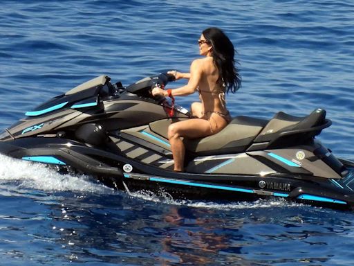 Lauren Sánchez Rocks an Itsy Bitsy Gold Bikini While Jet Skiing with Jeff Bezos