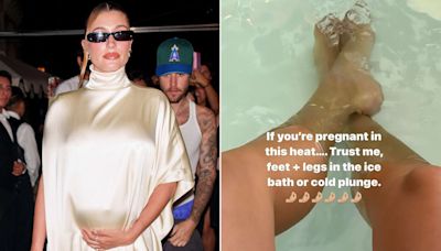 Pregnant Hailey Bieber Dips Her Feet in ‘Ice Bath’ to Cool Down from the Summer Heat: ‘Trust Me’