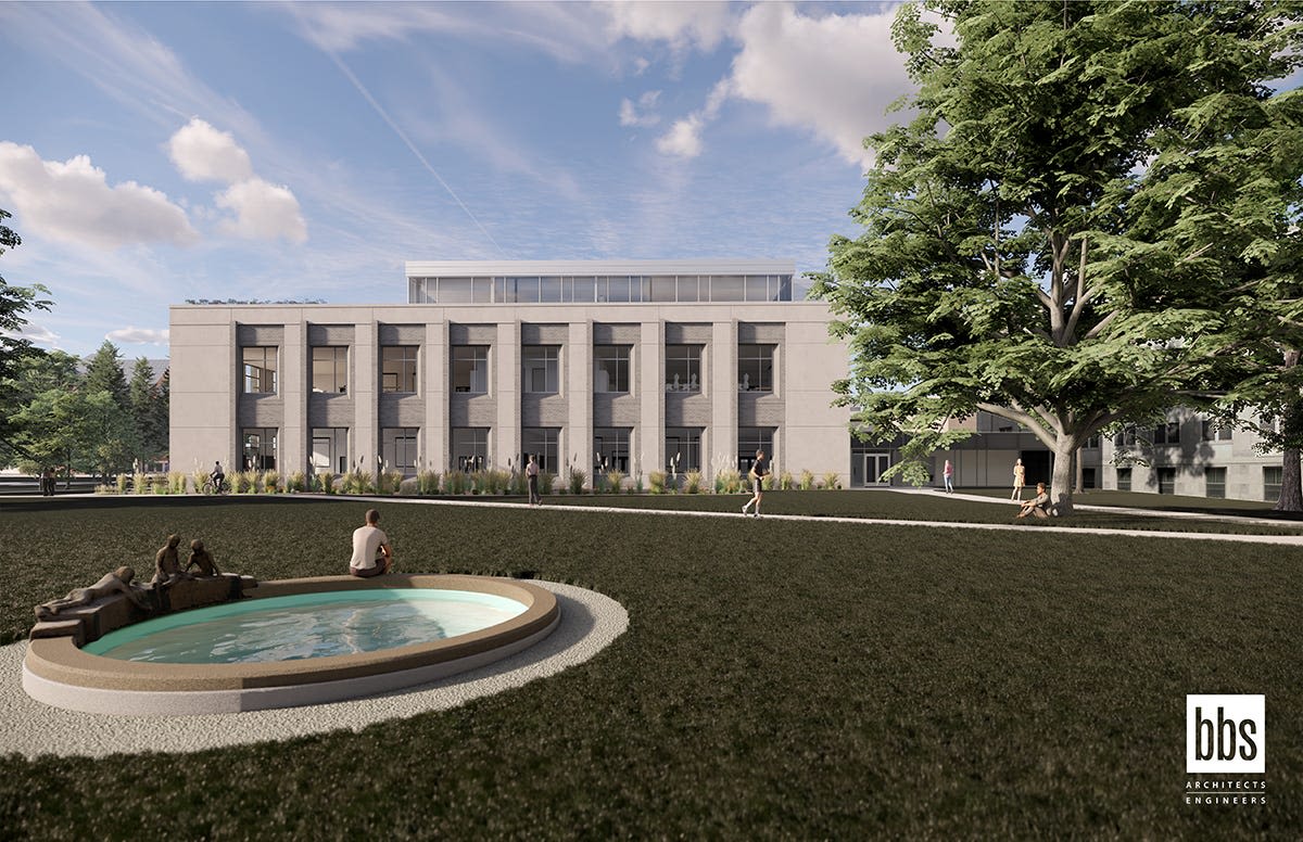 Iowa State's new LeBaron Hall, expected to be finished by 2026, will feature 100-seat classroom