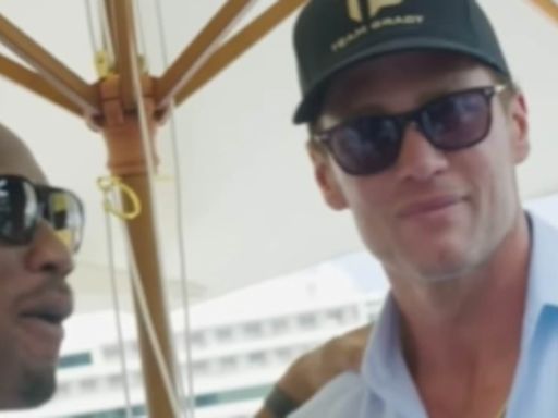 Tom Brady links up with Didier Drogba at Monaco boat racing event