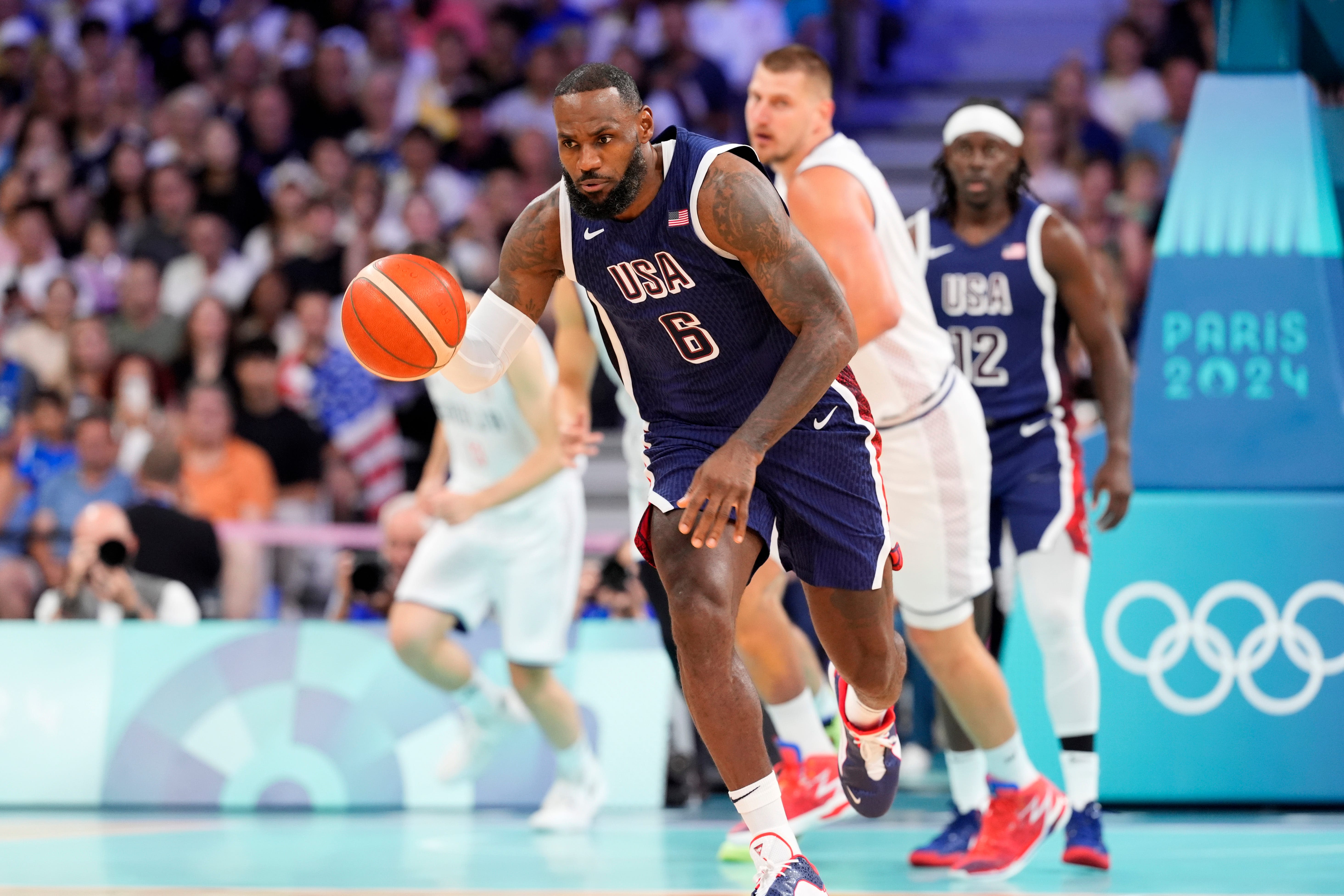 What channel is Team USA basketball vs Serbia today in semifinals of 2024 Paris Olympics?