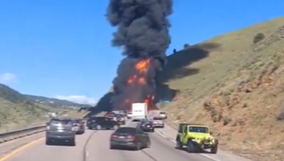 Colorado tanker truck erupts in flames, video shows, following Interstate-70 crash that left 1 dead