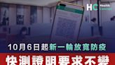 【放寬措施】政府宣布10月6日起放寬防疫措施 快測證明要求不變