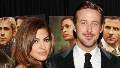 Ryan Gosling and his wife Eva Mendes enjoy a meal in Clapham