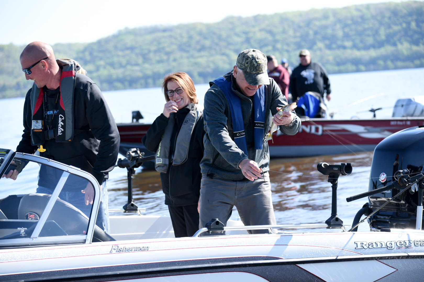 The catch? One walleye each for Walz, Flanagan