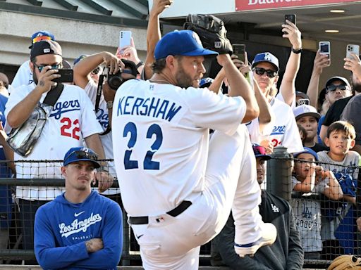 Dodgers’ Clayton Kershaw pitches in Rancho Cucamonga