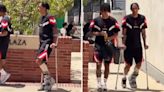 Worrying footage shows new Man Utd signing Leny Yoro hobbling on crutches