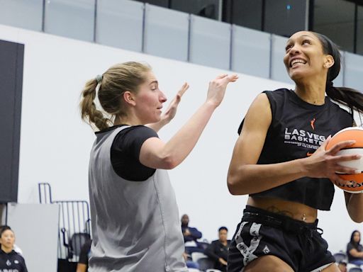 A'ja Wilson's Las Vegas Aces teammates, including Iowa alumni, wear South Carolina gear ahead of exhibition in Columbia