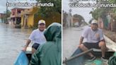 Como en Venecia: jóvenes navegan en las calles inundadas de Ciudad Madero, Tamaulipas