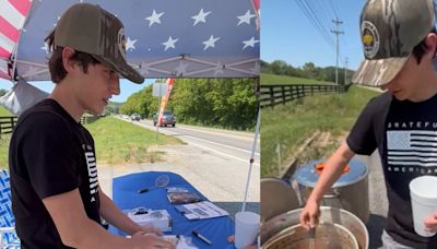 Teen makes thousands by selling boiled peanuts on side of the road in Franklin