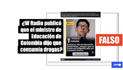 W Radio no publicó que el ministro de Educación de Colombia consume “bazuco”; es un montaje