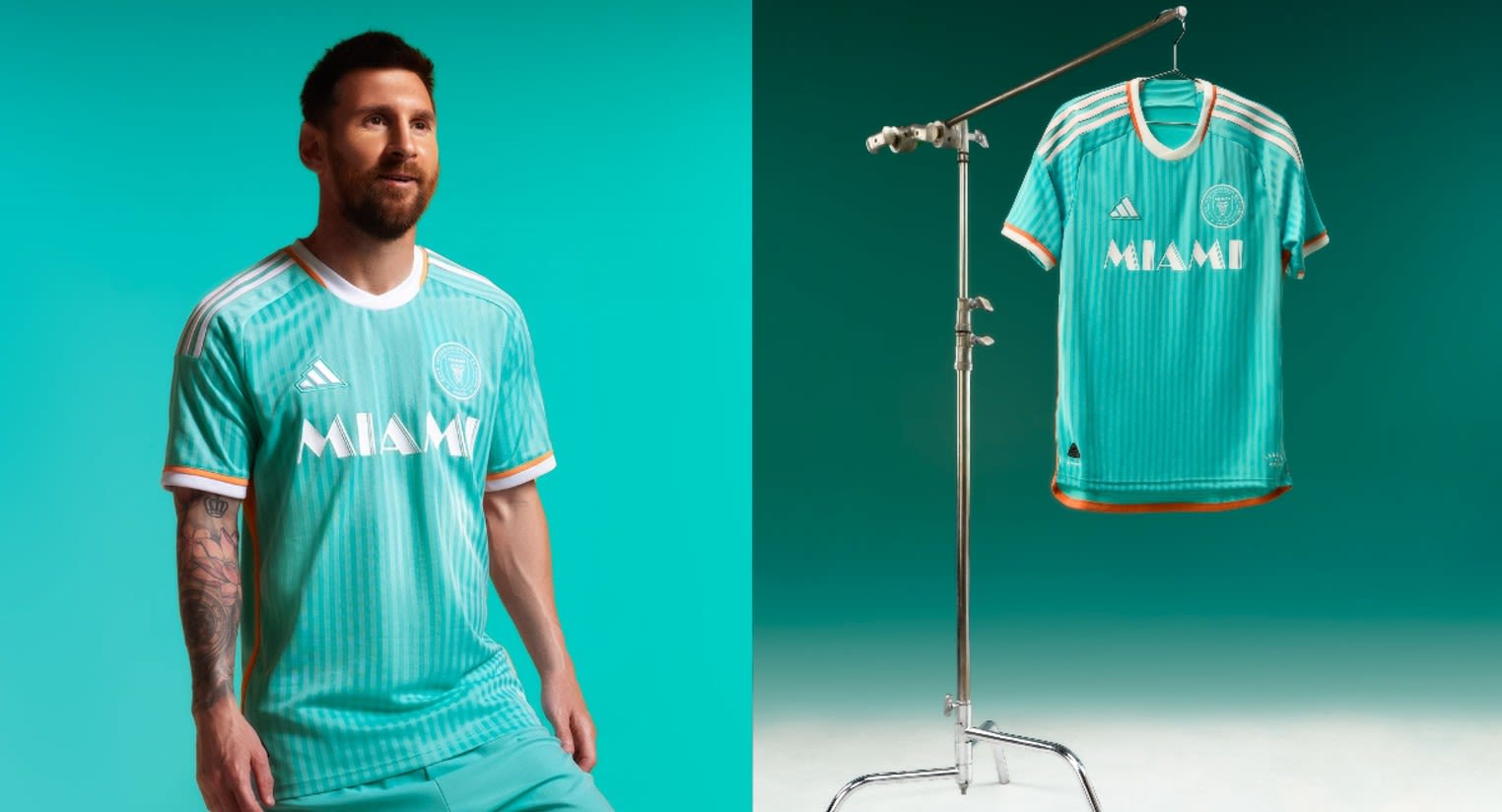 Photos: Messi Models Retro Inter Miami Jersey That Honors Dolphins and Miami Vice