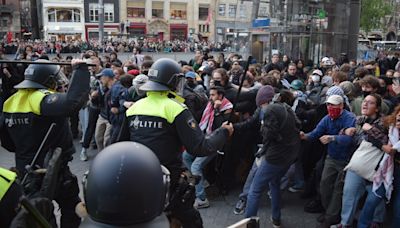 Police and protesters clash in Amsterdam as successive pro-Palestinian encampments roil city - Jewish Telegraphic Agency