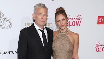 Katharine McPhee Stuns in Sheer Gold Dress Alongside David Foster at Charity Event Before Their Tour Launch