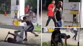 Wild caught-on-camera machete fight ends with man calmly picking up severed hand off ground