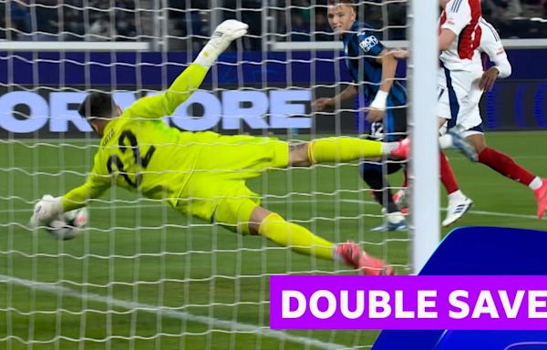 Champions League: Arsenal's David Raya makes 'outstanding' double save against Atalanta