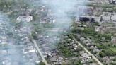 Drone footage shows Ukrainian village battered to ruins as residents flee Russian advance