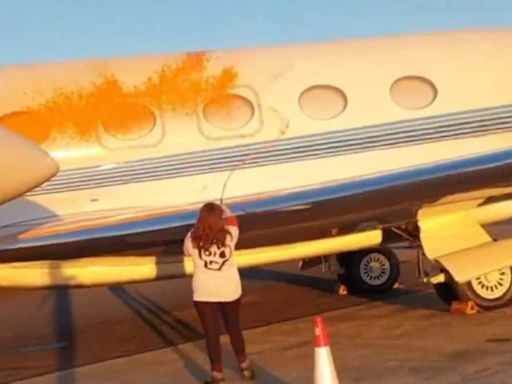 Climate Activists Target Taylor Swift's Private Jet, Spray Paint Planes At London's Stansted Airport | Video - News18