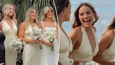 Margot Robbie wows in yellow bridesmaid dress at friend’s wedding in her native Australia
