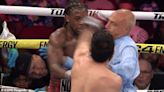 Shocking moment boxing referee is punched in the face during fight