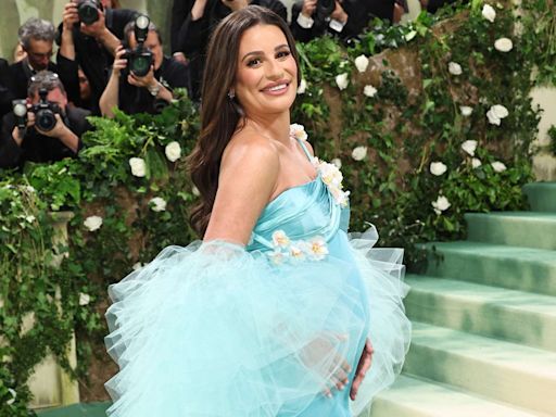 Lea Michele Wraps Her Bump in Baby Blue on 2024 Met Gala Carpet