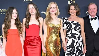 Nicole Kidman’s Daughters Sunday and Faith Urban Coordinate in Shades of Red for AFI Life Achievement Award Gala