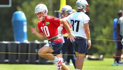 For now, Jacoby Brissett will continue working as the Patriots’ presumptive starting quarterback over rookie Drake Maye - The Boston Globe