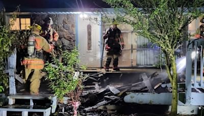 Deck fire breaks out at Rockville home