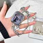 新款 雙排鏈條 適用於 Apple Watch 8 7 6 5 4 SE 金屬不鏽鋼錶帶 41/49/45mm手鏈