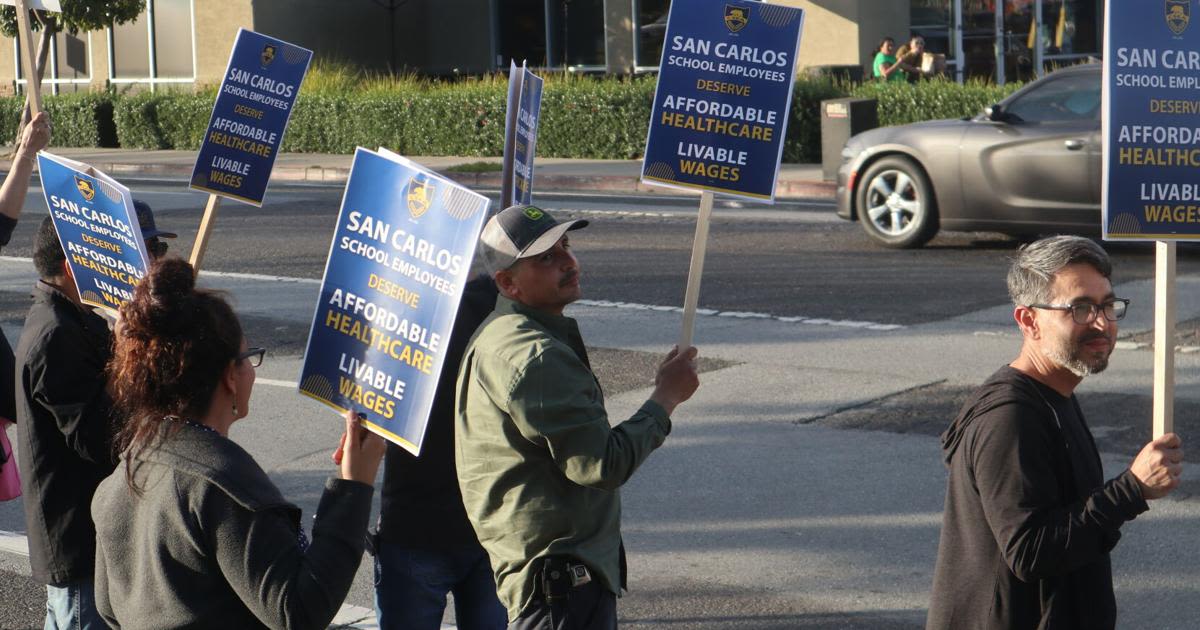 San Carlos School District support staff pickets over insurance coverage