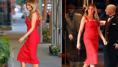 Melania Trump stuns in red at Manhattan fundraiser