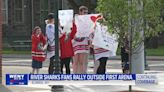 Elmira River Sharks fans rally outside First Arena