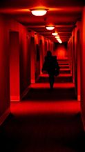 Download Hallway In Dark Red Lights Wallpaper | Wallpapers.com