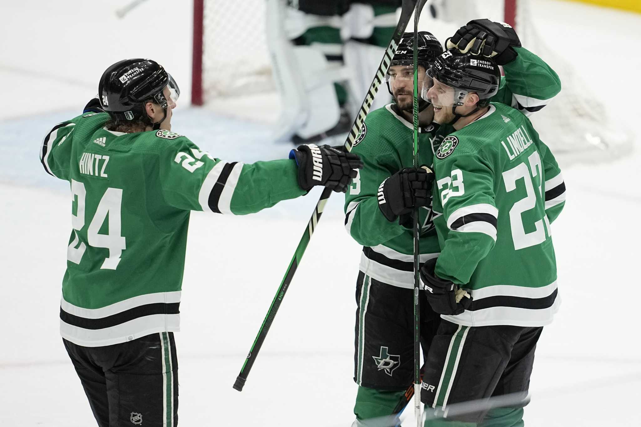 Miro Heiskanen scores 2 power-play goals and Stars beat Avs 5-3 in Game 2 to even series