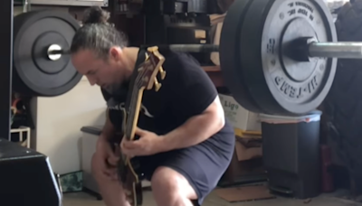 Watch man play Metallica's Pulling Teeth bass solo while squatting 225lbs. Definitely DO NOT try this at home