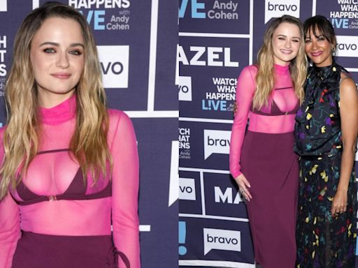 Joey King Puts Sheer Spin on the Peekaboo Bra Layering Trend in Pink Look for ‘What What Happens Live’ Alongside Rashida...