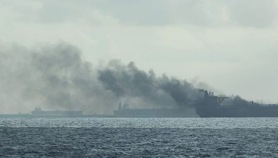 Two large oil tankers collide and catch fire near Singapore