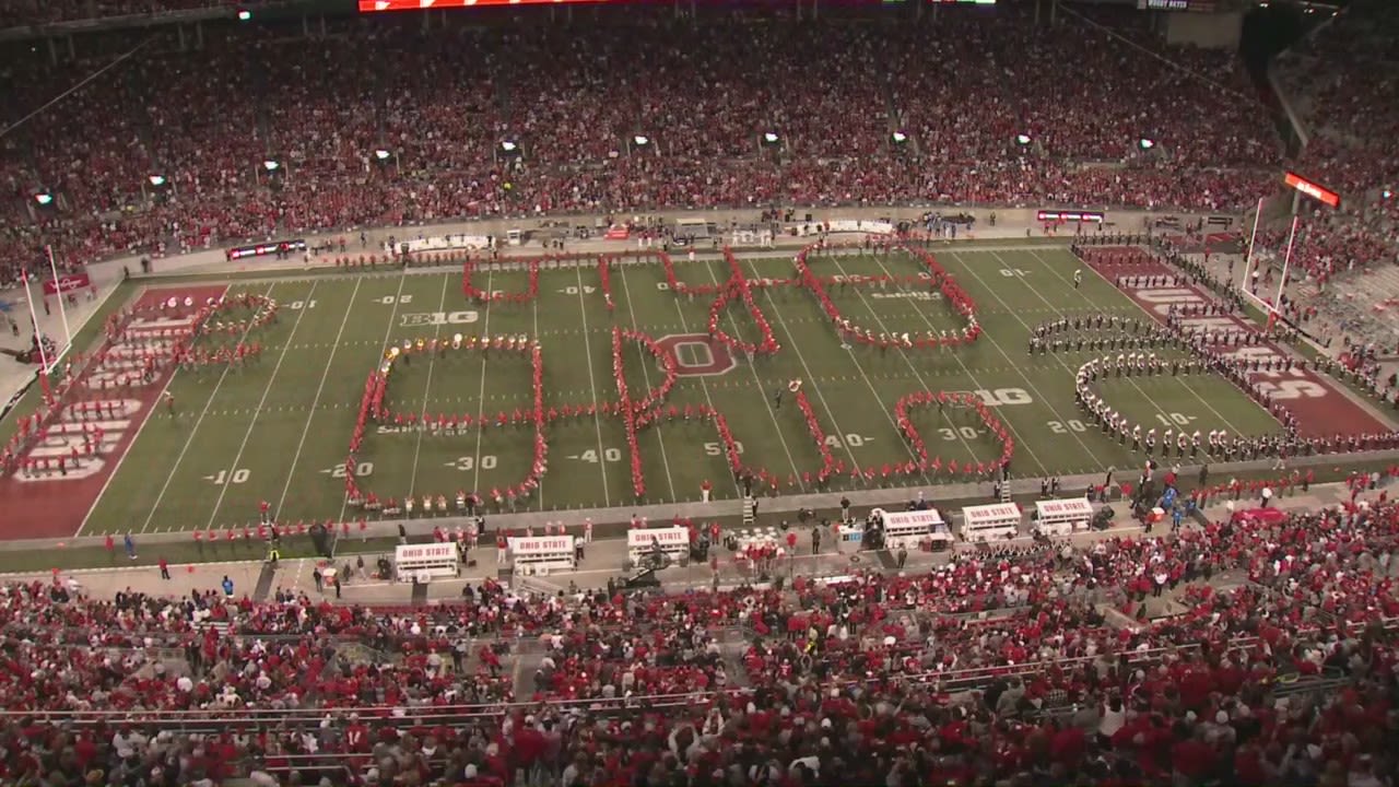 WATCH: Ohio State marching band joined by alumni for quadruple script Ohio