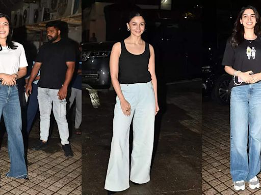 ...Rashmika Mandanna, Khushi Kapoor and others step out in style to attend Jigra premiere after Dharma halts pre-release screenings for media | Hindi Movie News - Times of India