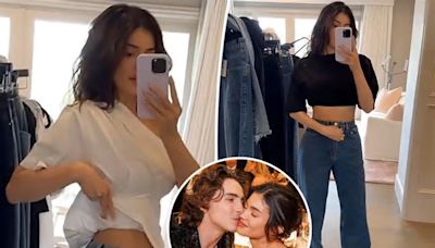 Kylie Jenner shows flat stomach as rumors she’s pregnant with Timothée Chalamet’s baby are debunked