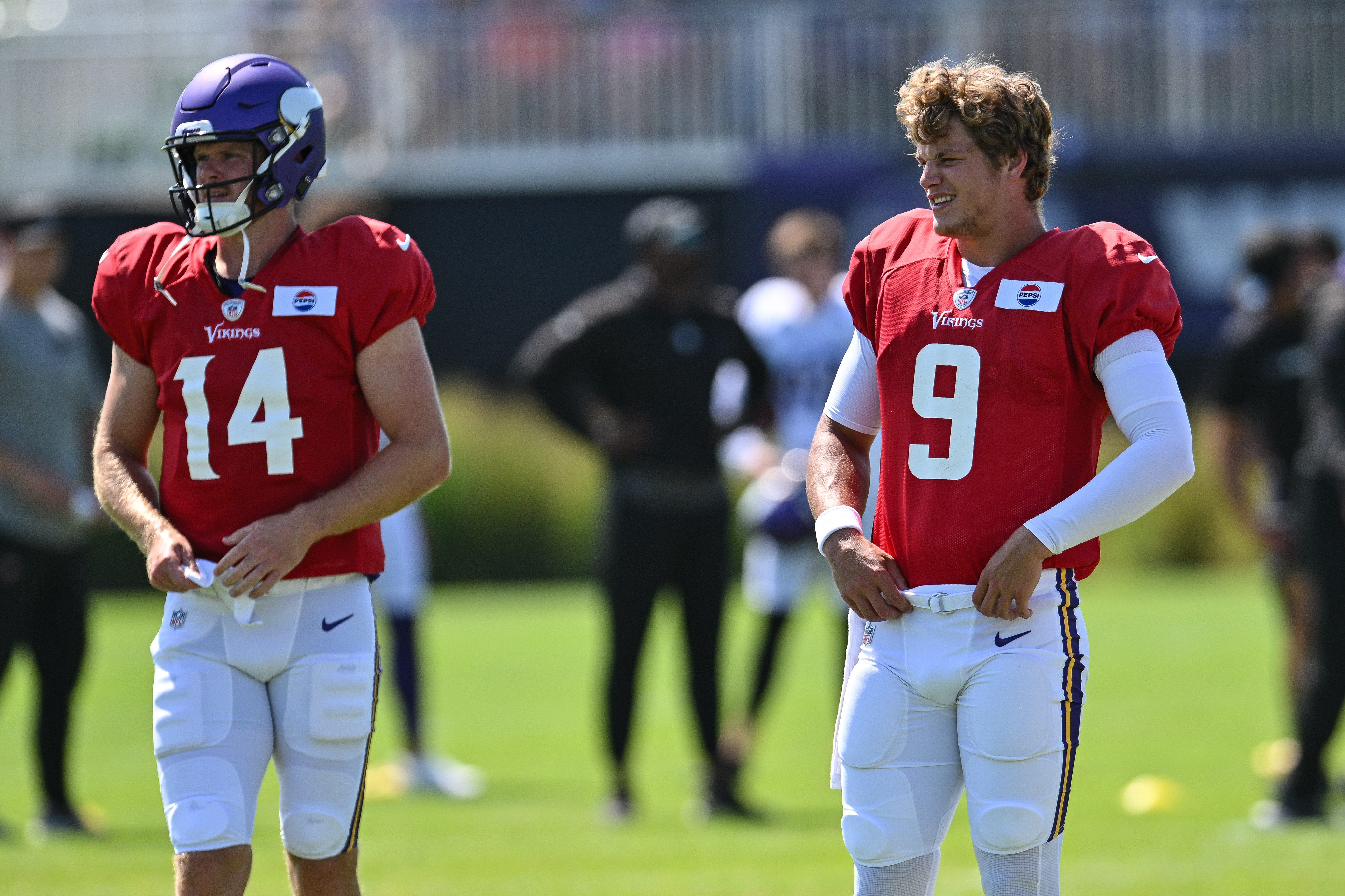 J.J. McCarthy held out of Vikings practice due to knee soreness