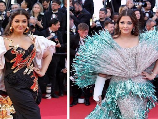 Aishwarya Rai Bachchan at Cannes 2024: Falguni and Shane Peacock's green-silver look or golden flowers gown; What’s your pick?