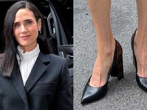 Jennifer Connelly Embraces Logomania With Louis Vuitton Monogram Block Heels for ‘The View’