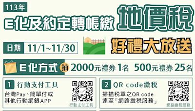 推廣約定轉帳繳納地價稅 宜縣財稅局辦抽獎抽禮券