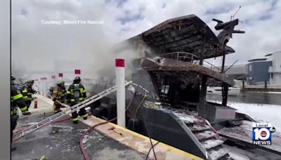 Fire Destroys Large Yacht near Miami Marlins' Park
